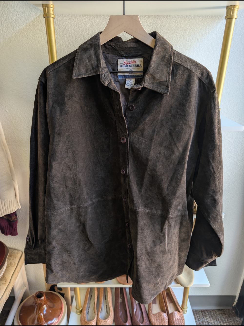 High Sierra Vintage Brown Suede Button-Up Shirt Jacket 1X